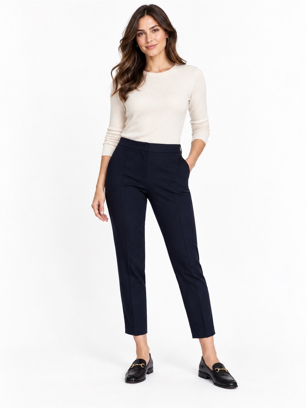 Vince Navy Cropped Ankle Pants Size 10 Stretch Tailored Trouser Minimalist